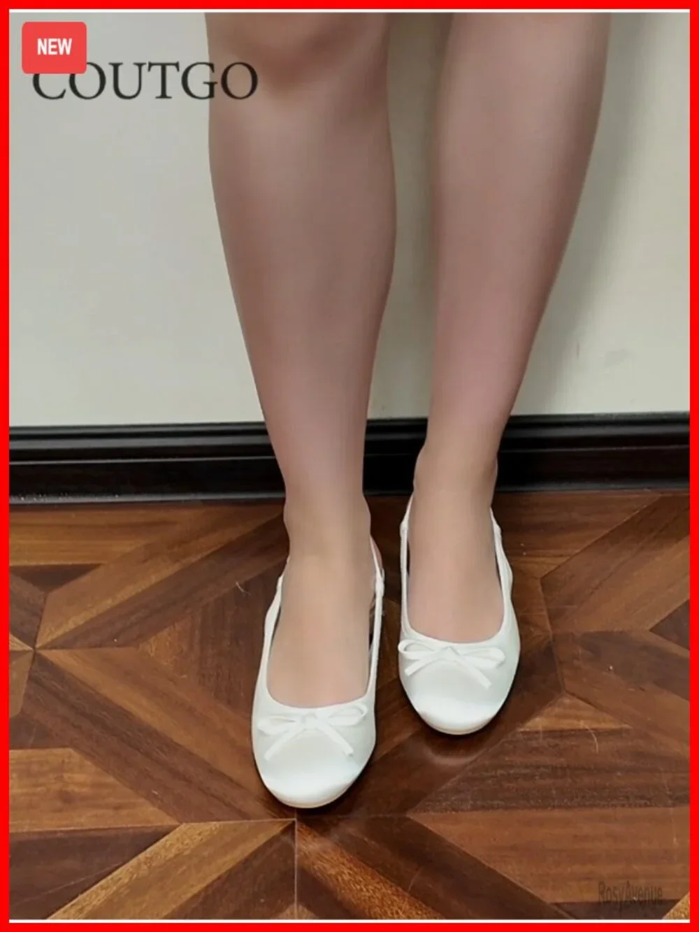 Womens Chunky Low Heel Slingback Bow Ballet Pumps Closed Toe Slip On Dress Shoes